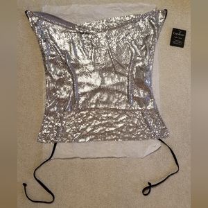 Bebe, size S silver chain mail top